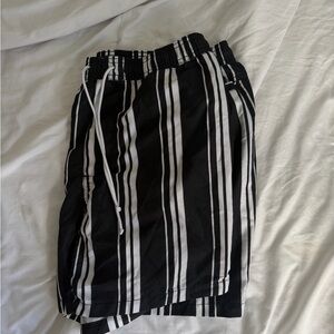 Black and White Striped Shorts